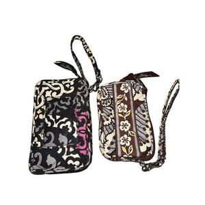 2 Retired Vera Bradley Wristlets Wallet Tech Case Card Canterbury Slate Blooms